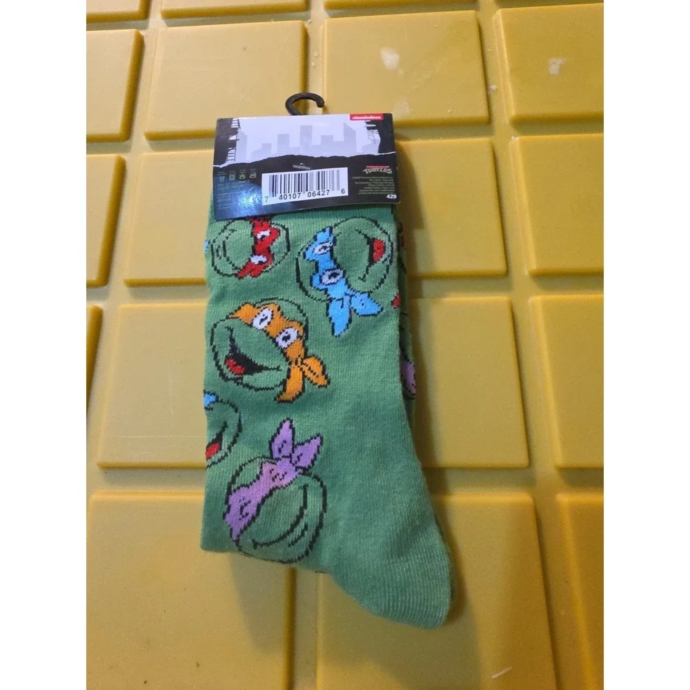 Teenage Mutant Ninja Turtles Crew Socks Size 6-12 Nickelodeon‎ Green